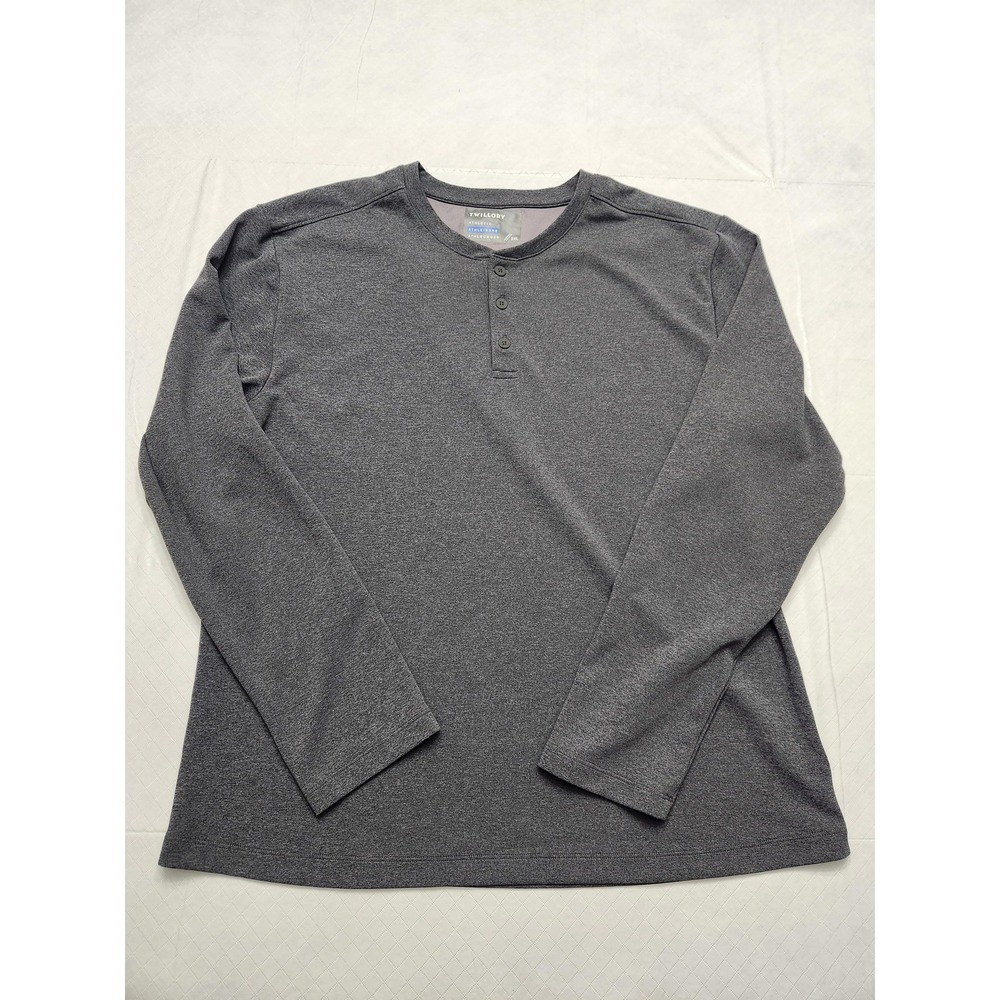 Twillory Athlounger Shirt Mens 2XL Gray Long‎ Sleeve Henley Athletic Athleisure